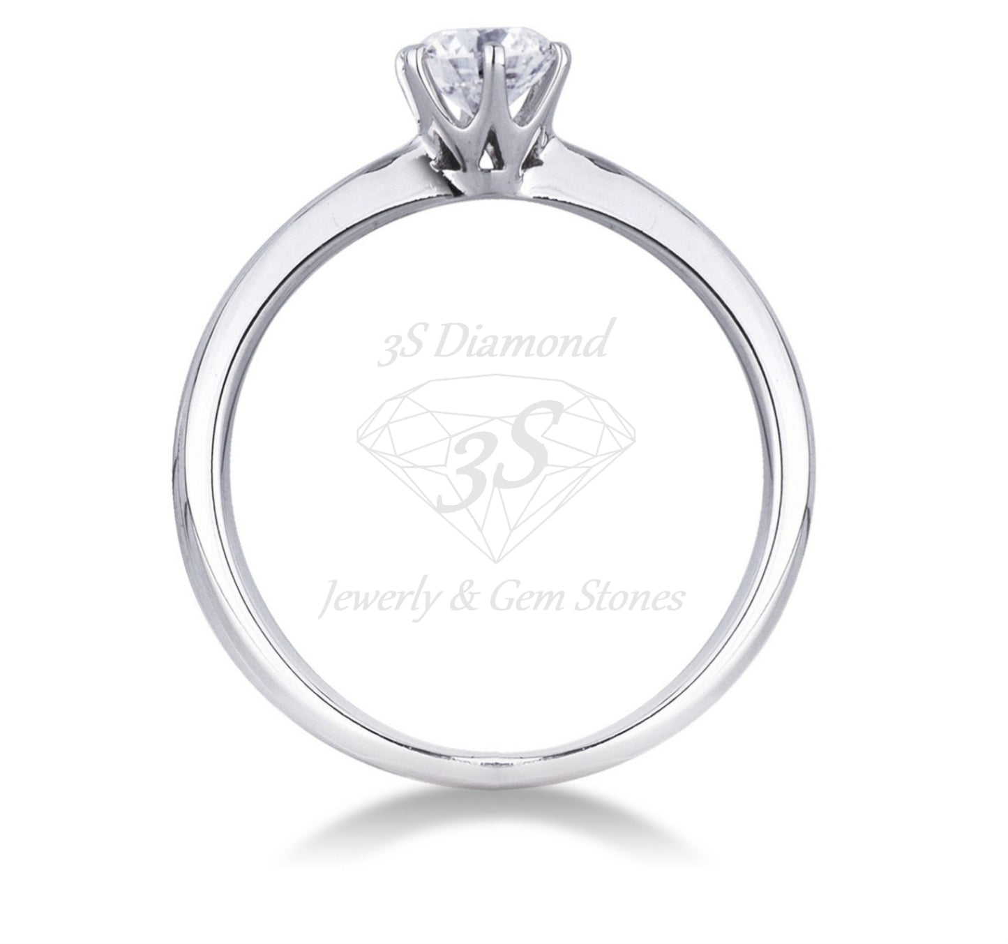 anello solitario modello Tiffany con diamante naturale 0,30 ct