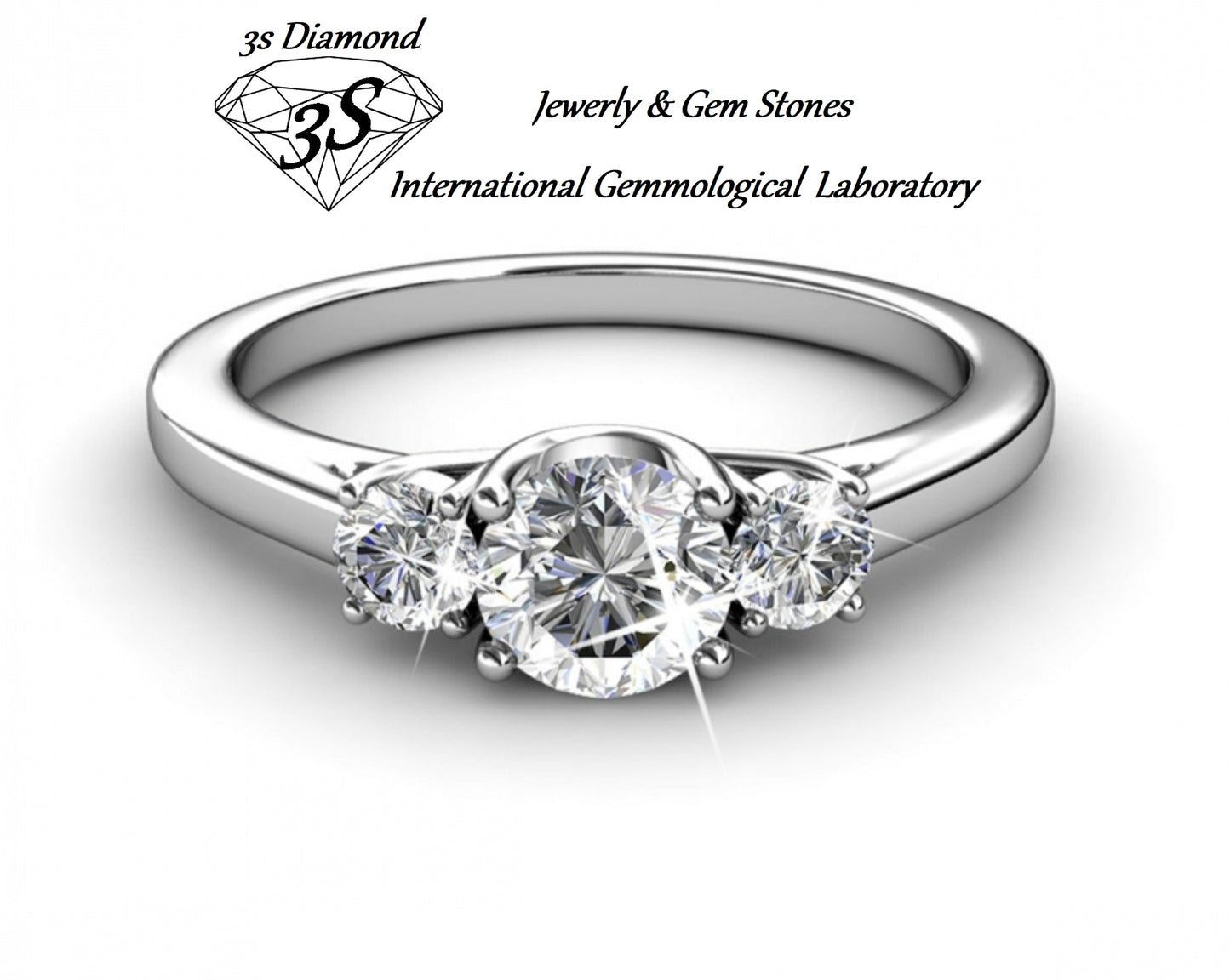anello trilogy in oro bianco 18k con 3 diamanti naturali 0,90ct