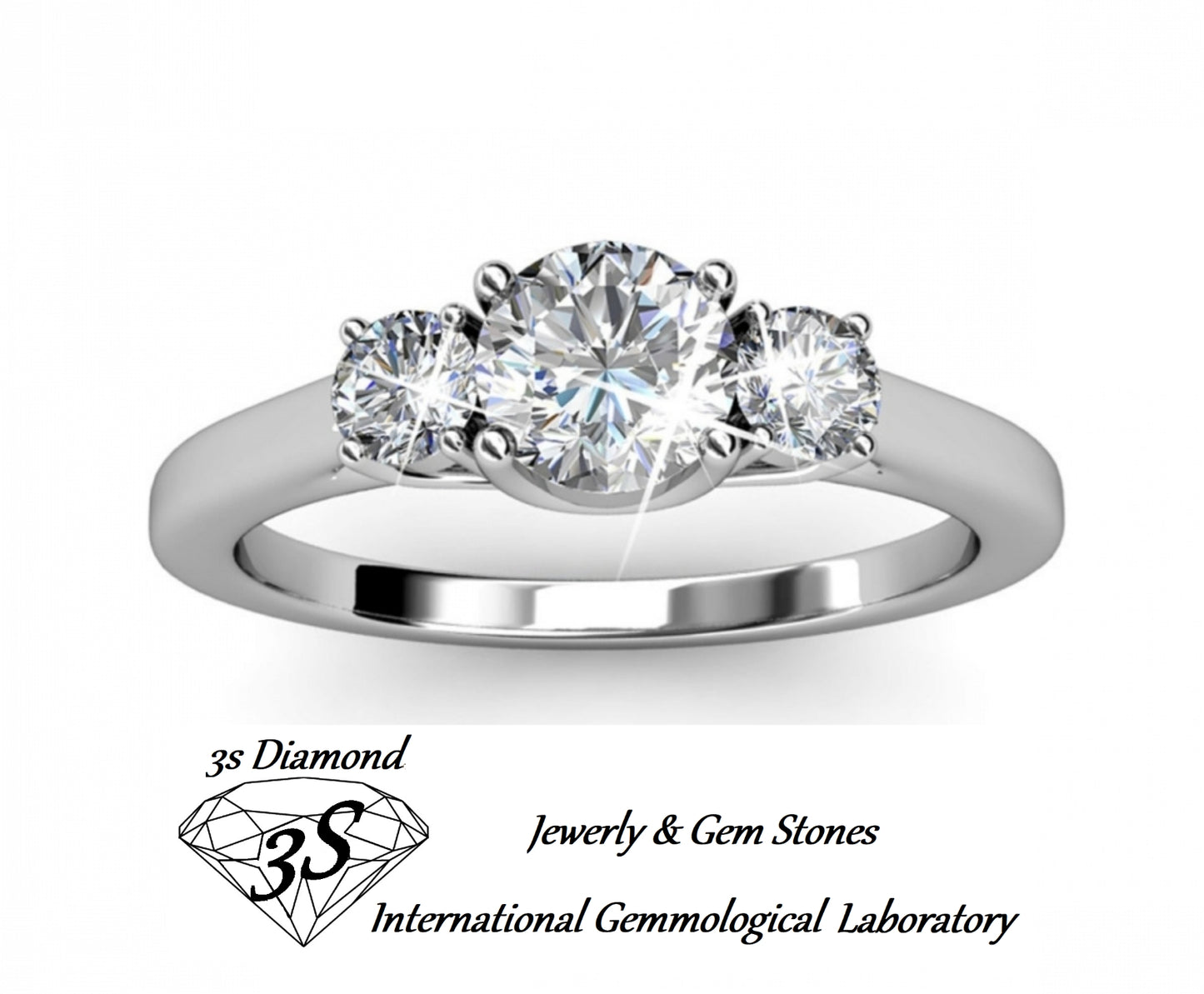 anello trilogy in oro bianco 18k con 3 diamanti naturali 0,90ct