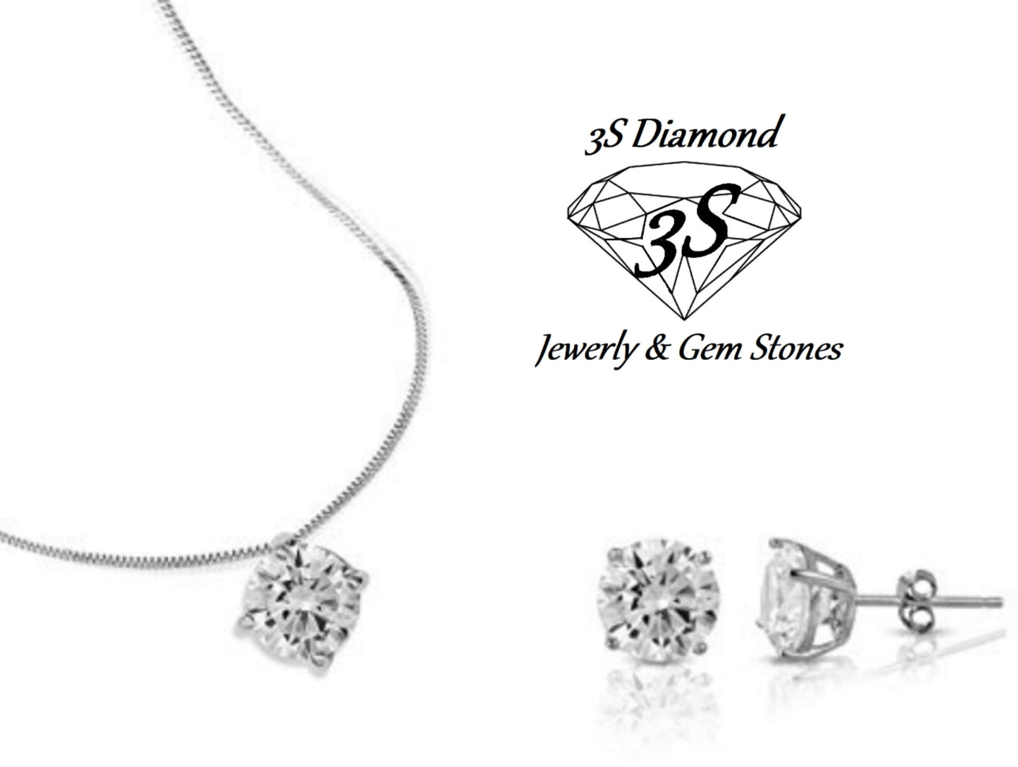 set completo ciondolo e orecchini punto luce  oro 18k 750 e diamanti naturali 0,75 ct color D VVS1