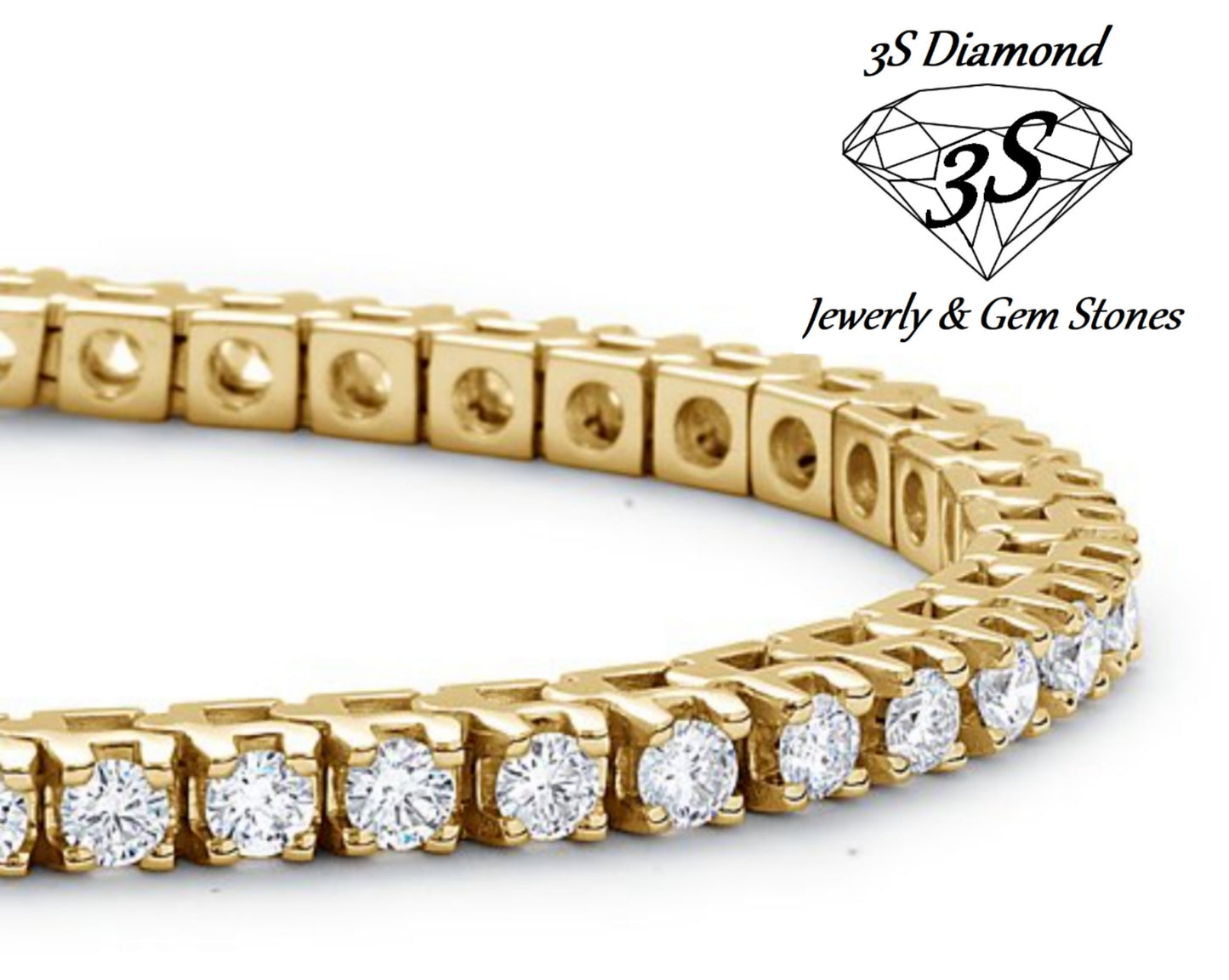 tennis bracelet in 18k yellow gold and 4.00ct natural diamonds