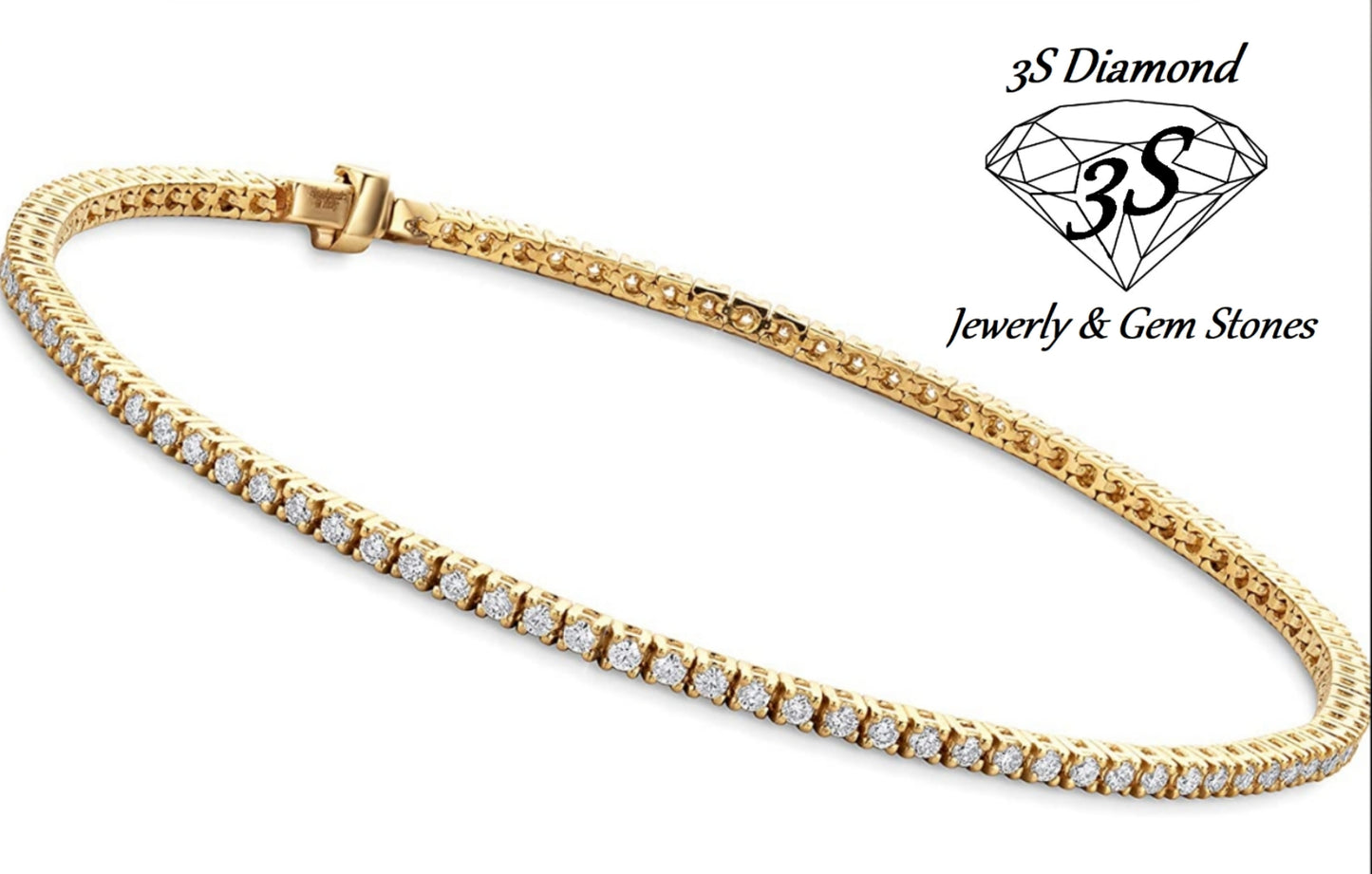 tennis bracelet in 18k yellow gold and 4.00ct natural diamonds
