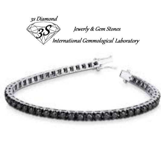 bracciale tennis in oro bianco 18k e diamanti naturali neri  2,70ct