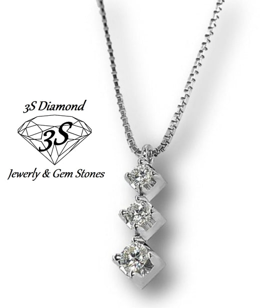 ciondolo trilogy in oro bianco 18k e 3 diamanti naturali 0,75ct