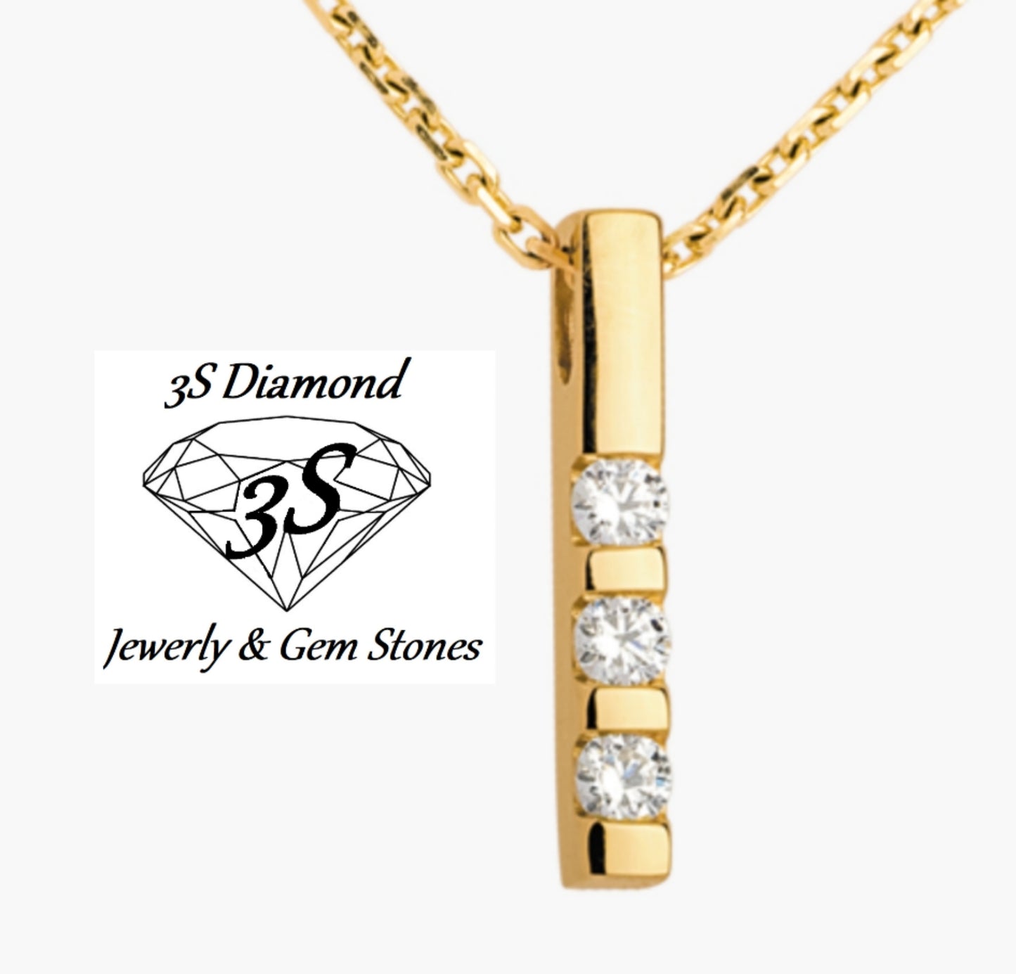 ciondolo trilogy in oro giallo e 3  diamanti naturali 0,30 ct
