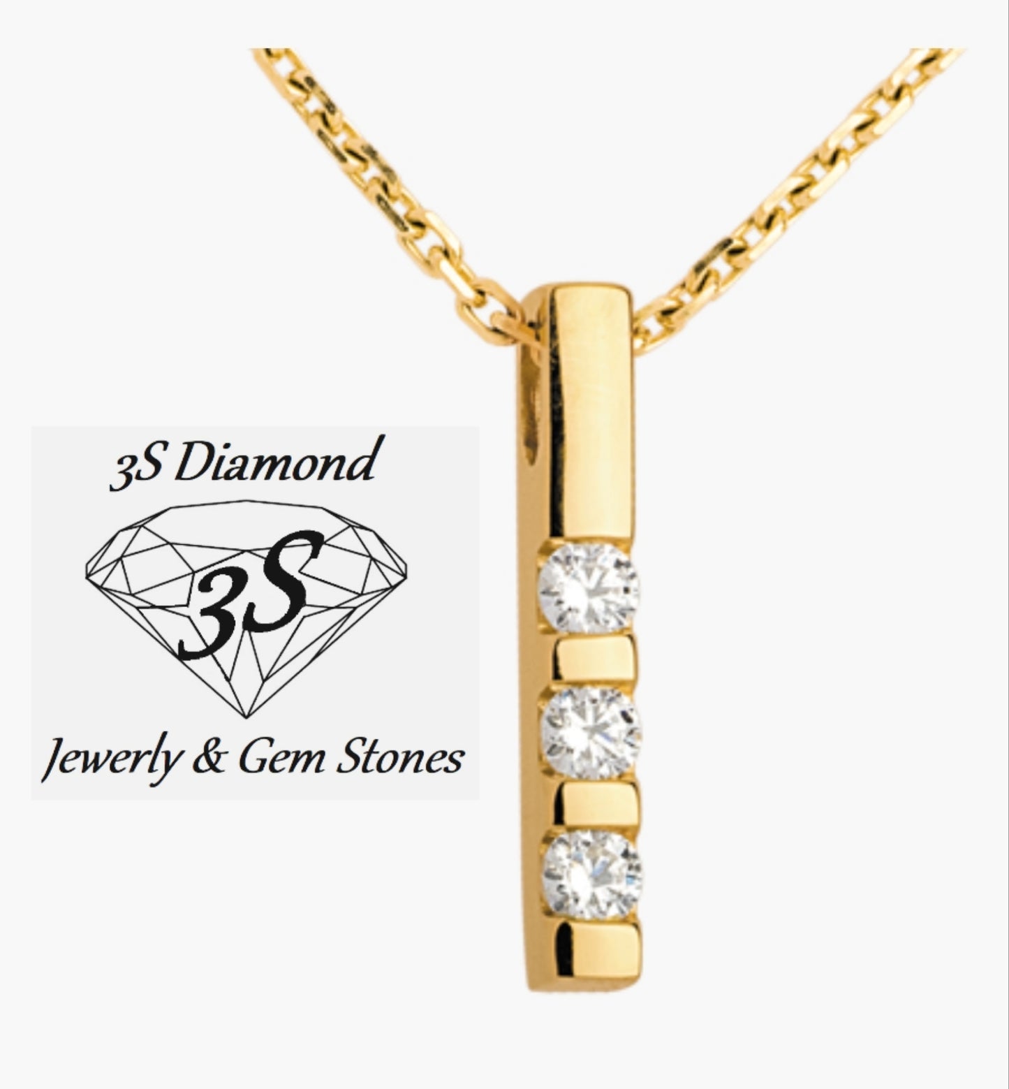 ciondolo trilogy in oro giallo e 3  diamanti naturali 0,30 ct