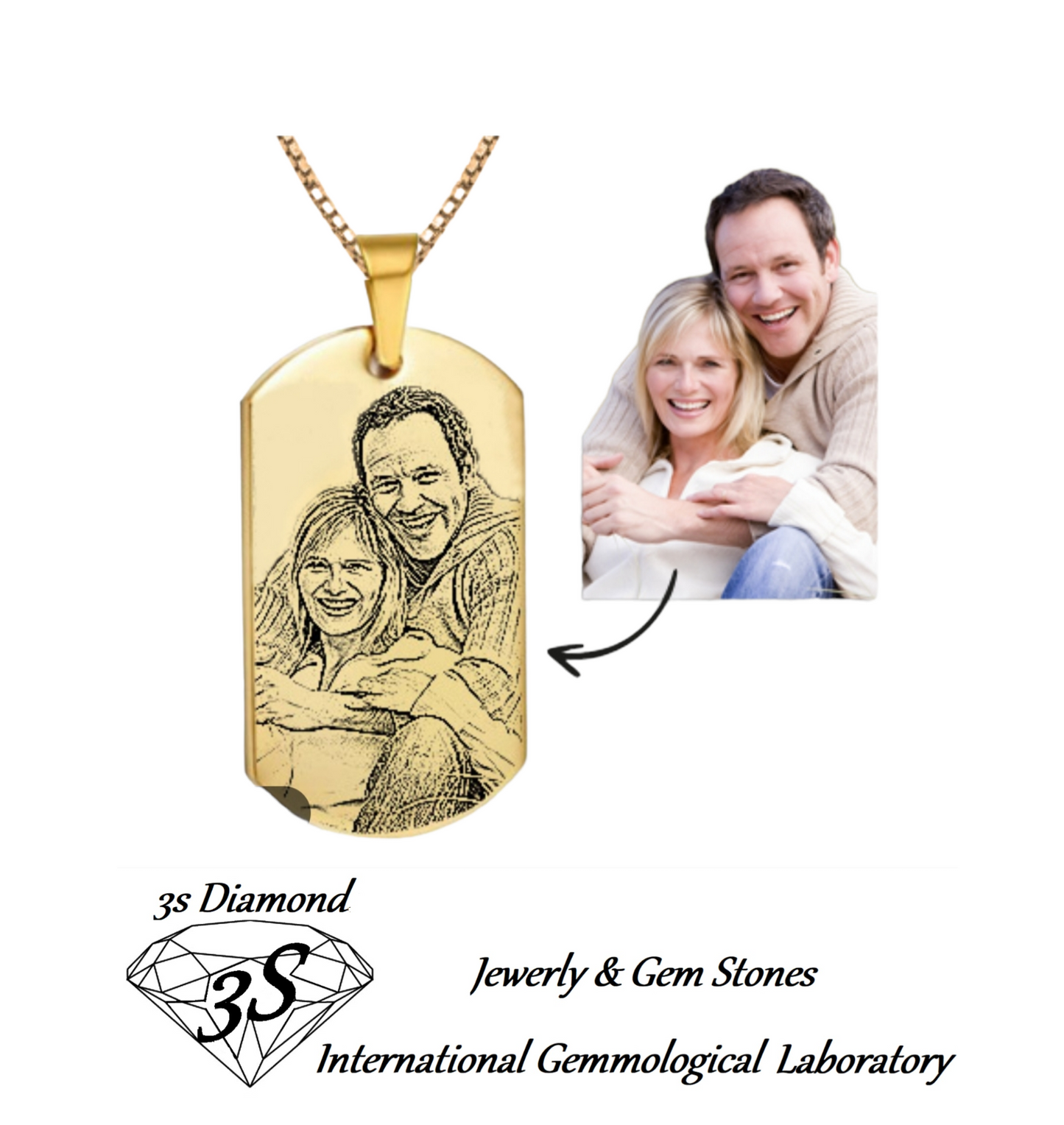 pendente personalizzato in oro giallo 18k