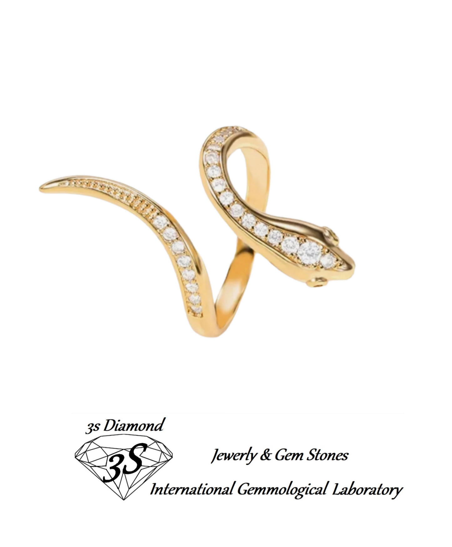 anello modello serpente in oro giallo 18k con brillantini naturali 0,90ct