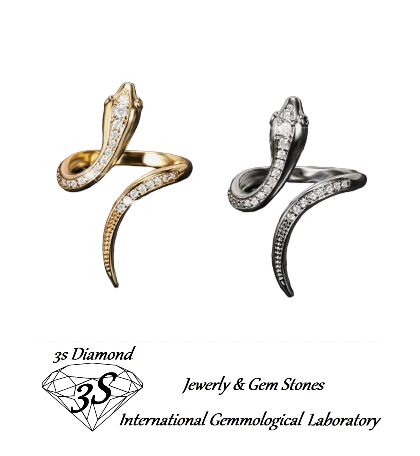 anello modello serpente in oro giallo 18k con brillantini naturali 0,90ct
