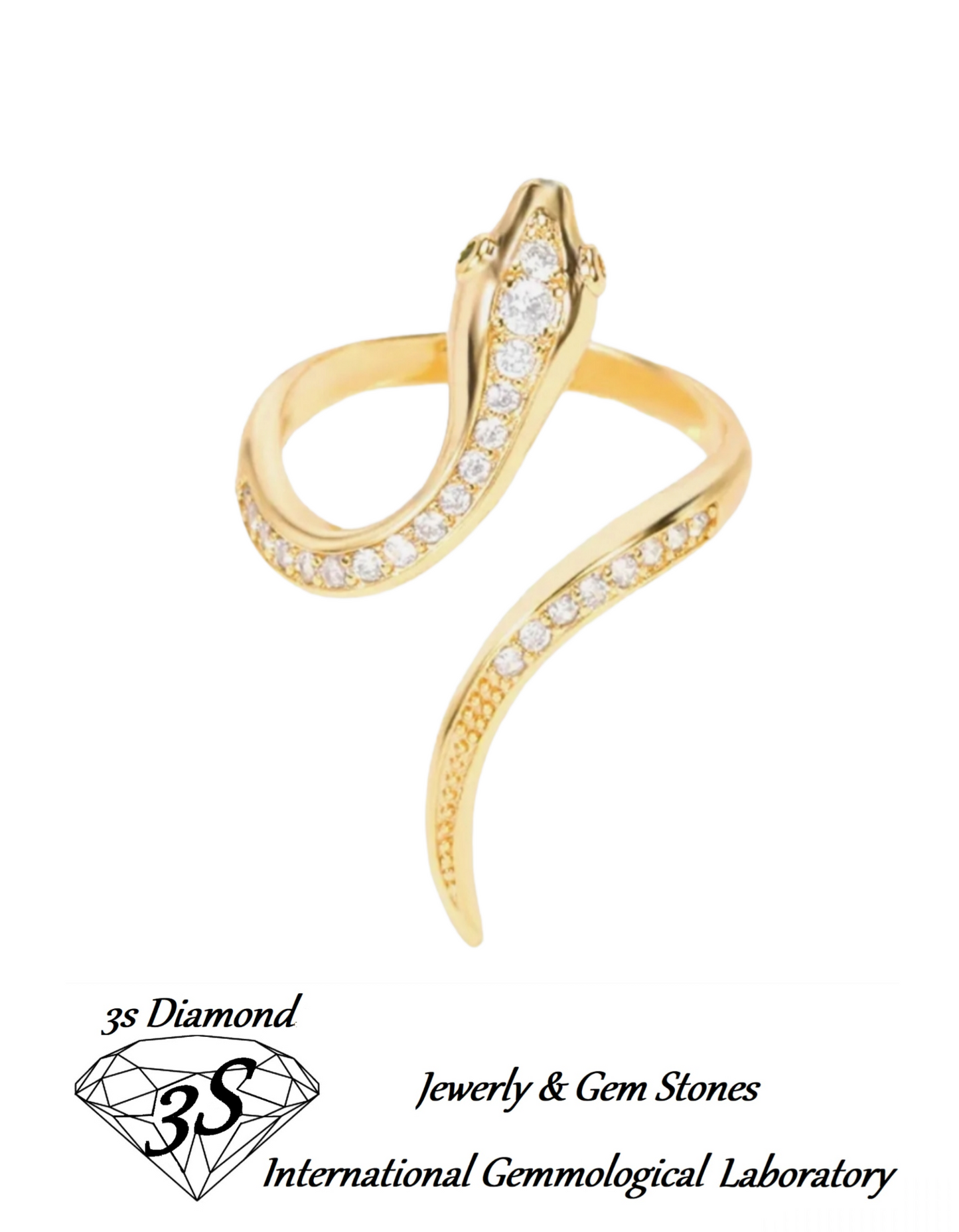 anello modello serpente in oro giallo 18k con brillantini naturali 0,90ct