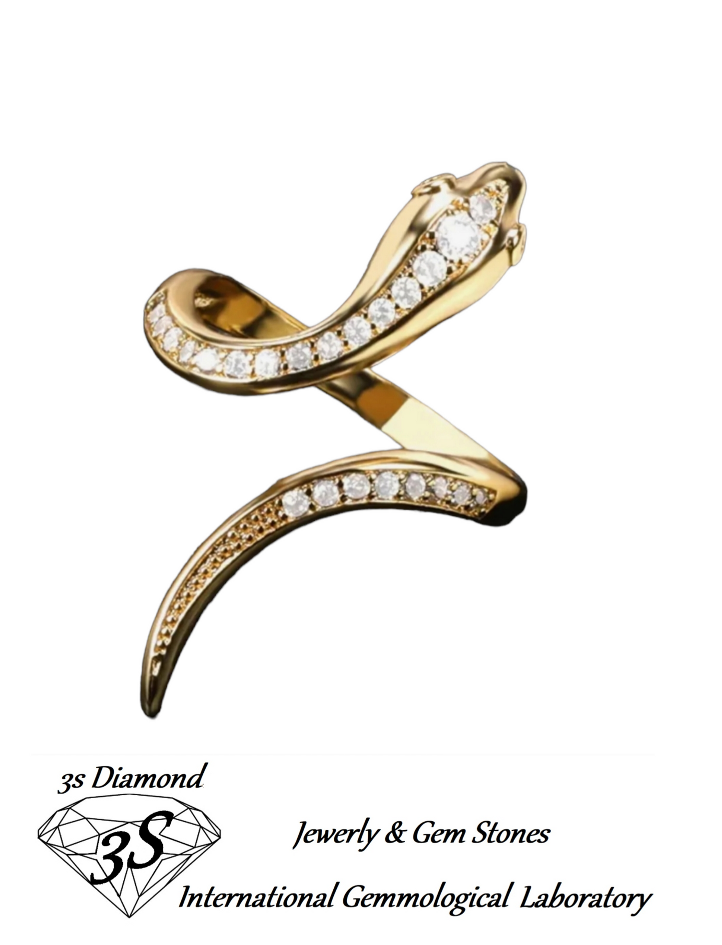 anello modello serpente in oro giallo 18k con brillantini naturali 0,90ct