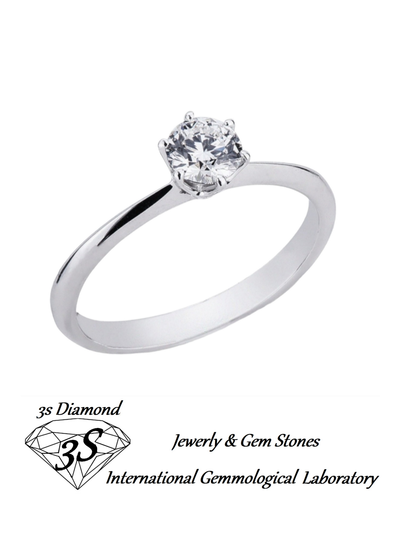anello solitario modello Tiffany con 1 diamante naturale centrale 0,50 ct