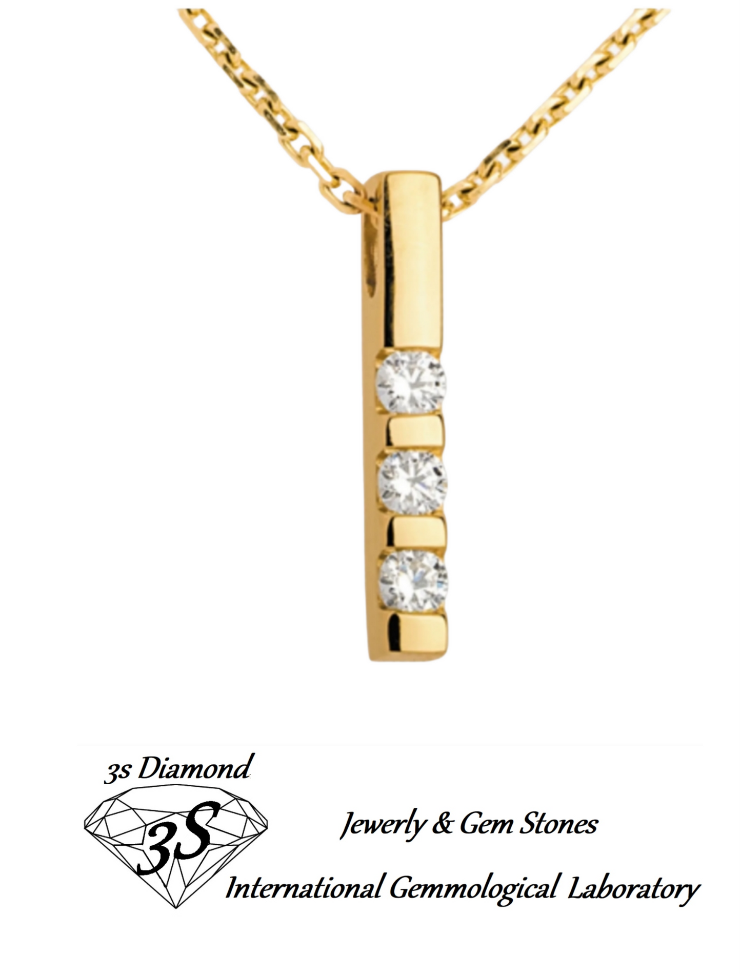 ciondolo trilogy in oro giallo 18k e 3 diamanti naturali 0,45ct