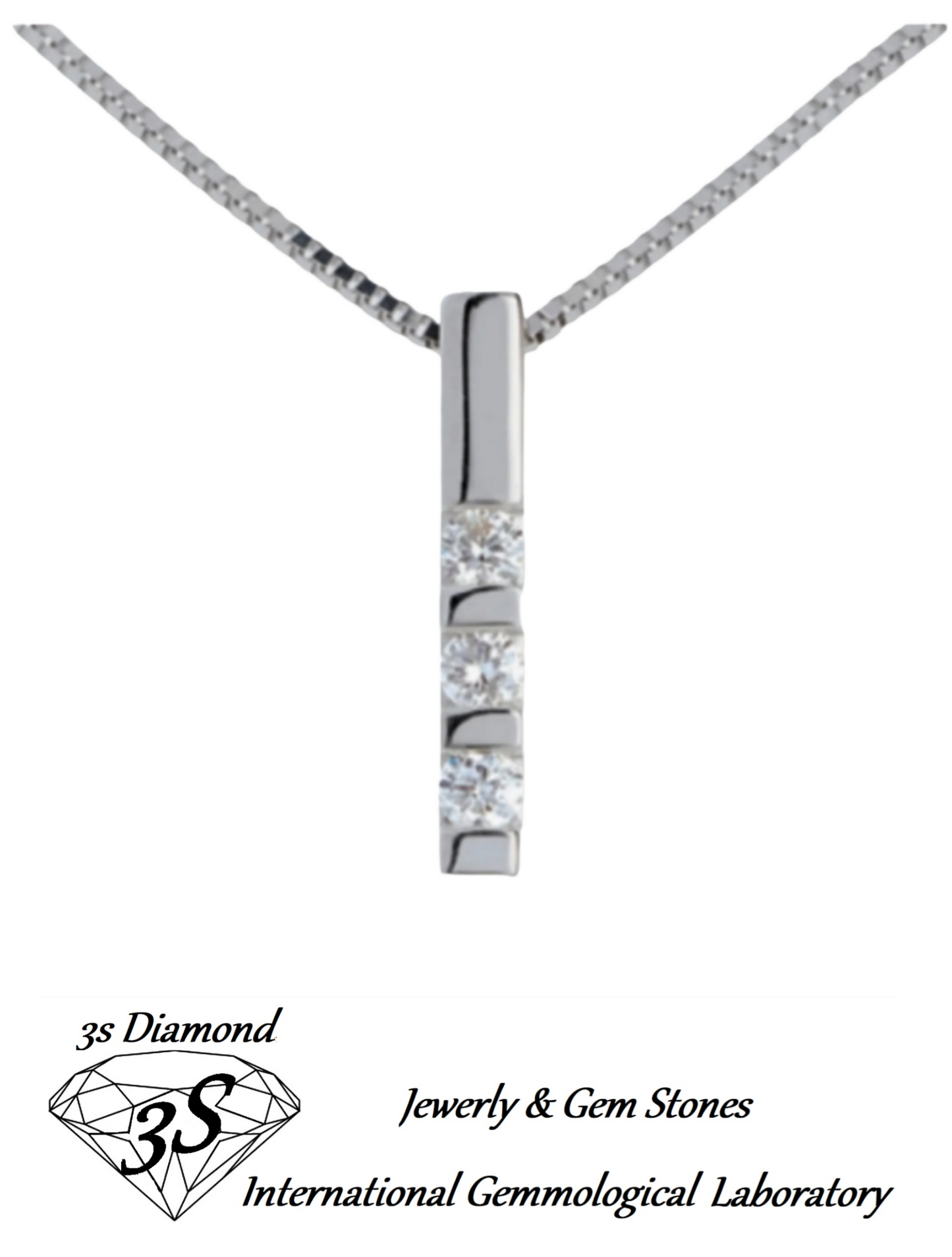 ciondolo trilogy in oro bianco 18k e 3 diamanti naturali 0,45ct
