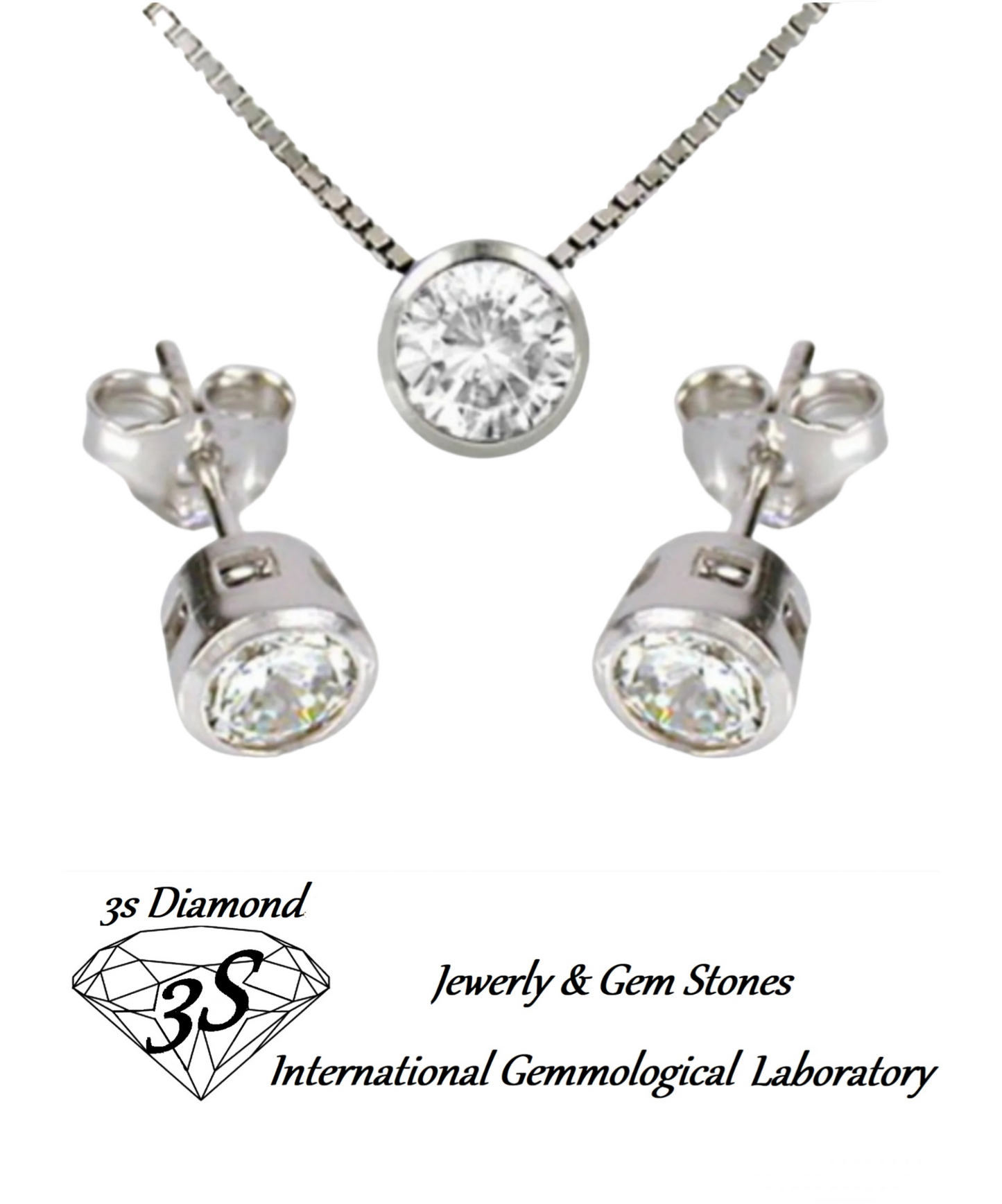set completo ciondolo e orecchini  punto luce a cipollina in oro 18k 750 e 3 diamanti naturali 1,35 ct E F