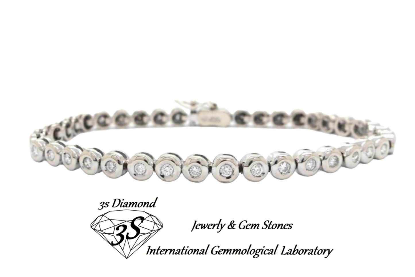 bracciale tennis a cipollina in oro bianco 18k e diamanti naturali 1,5 ct