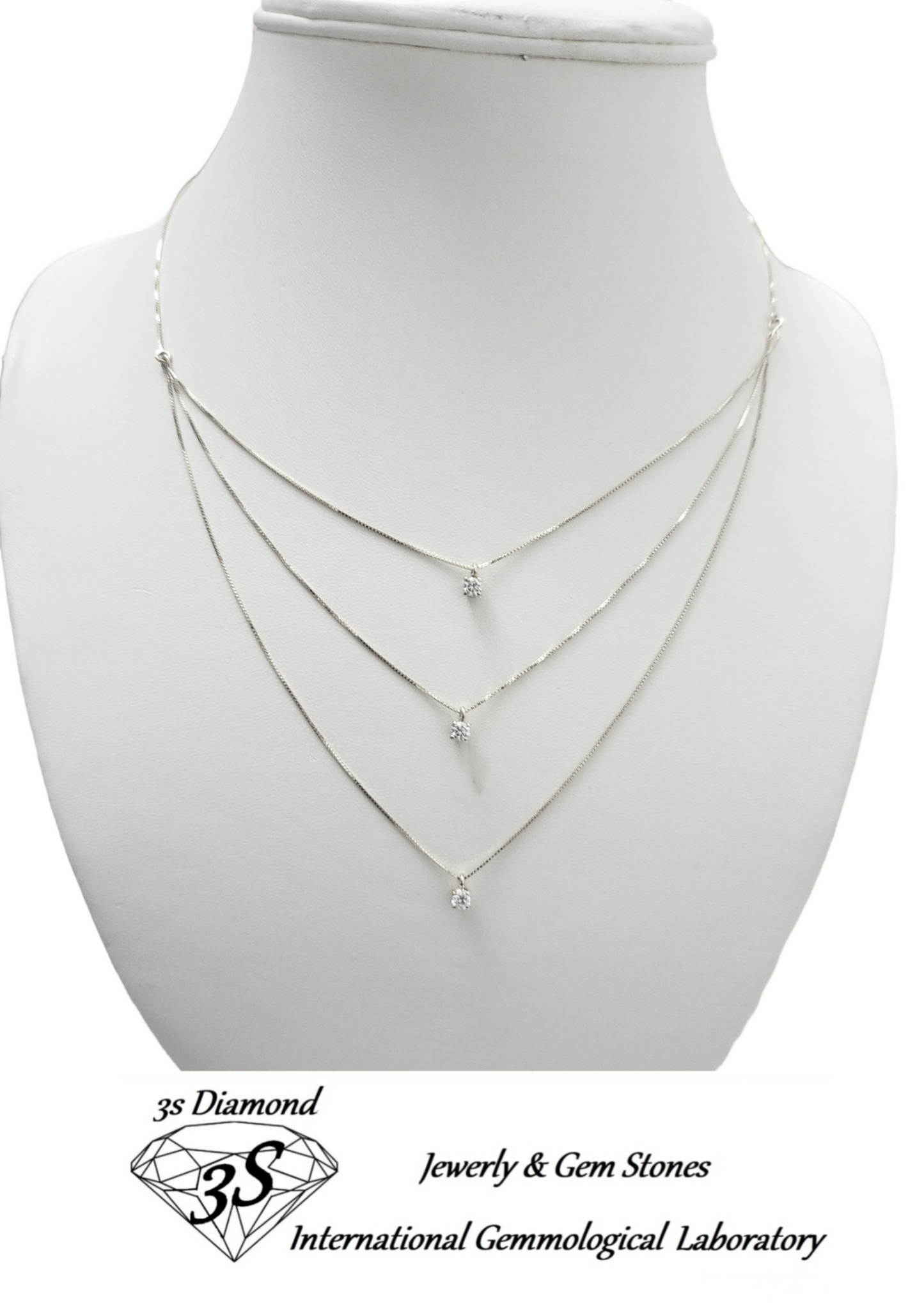 collana trilogy in oro giallo 18k e in 3 fila con 3  diamanti naturali 0,45ct