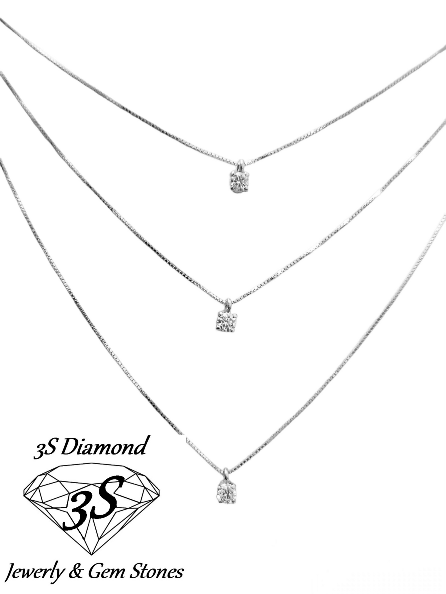 collana trilogy in oro giallo 18k e in 3 fila con 3  diamanti naturali 0,45ct
